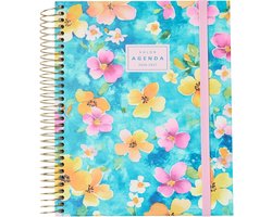 Thijox - Schoolagenda 2026 2027, Dag per Pagina A5 (15x21 cm), Hardcover Spiraal met Elastiek Sluiting, Talen SPA, ENG, FRA, DU, Inclusief Stickers -