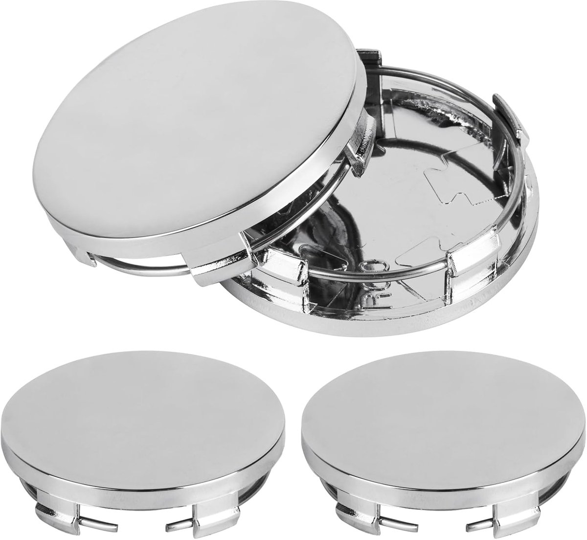 SnelShoppen - Pack van 4 Universele 60 mm Wielnaafkappen - ABS Zilveren Hub Caps - Compatibel met VW Audi - Duurzame Car Accessories