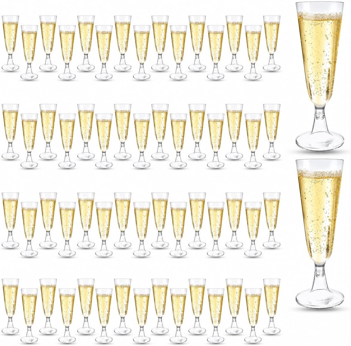 SnelShoppen - 60 Stuks Herbruikbare Plastic Champagneglazen 160 ml - Transparante Feestglazen voor Bruiloft, Verjaardag, Oktoberfest, Cocktails en Mee