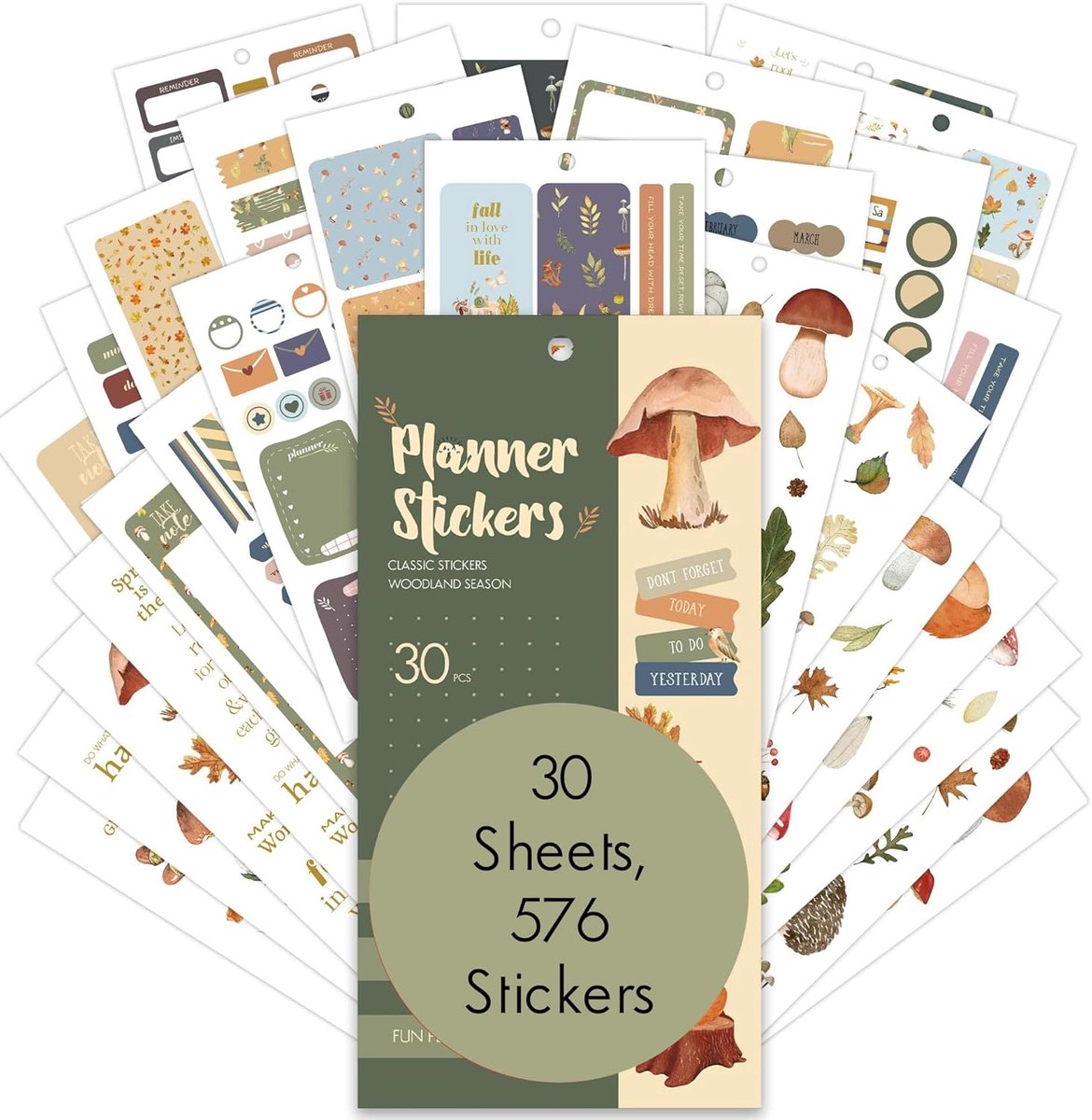 Thijox - Bullet Journal Stickerset met 576 Stickers, 30 Vellen Kalender Stickers, Kleurige Planner Stickers voor Bullet Journal, Dagboek en Planner, E