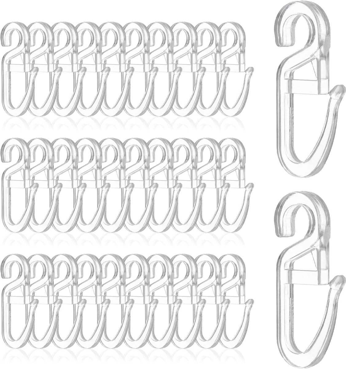 SnelShoppen - 150 Stuks Transparante Gordijnhaken - Universele PP Vouwhaken voor Ringen - Duurzaam en Discreet - Ideaal voor Keuken, Badkamer en Woonk