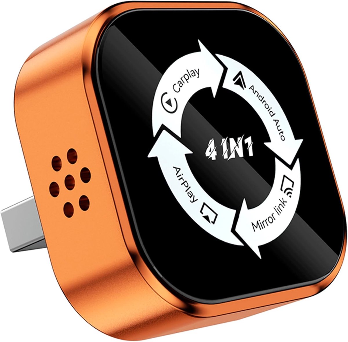 SnelShoppen - 4-in-1 Draadloze CarPlay Adapter - Bekabeld naar Draadloos - Compatibel met iPhone en Android - MirrorLink & AirPlay Schermspiegeling -