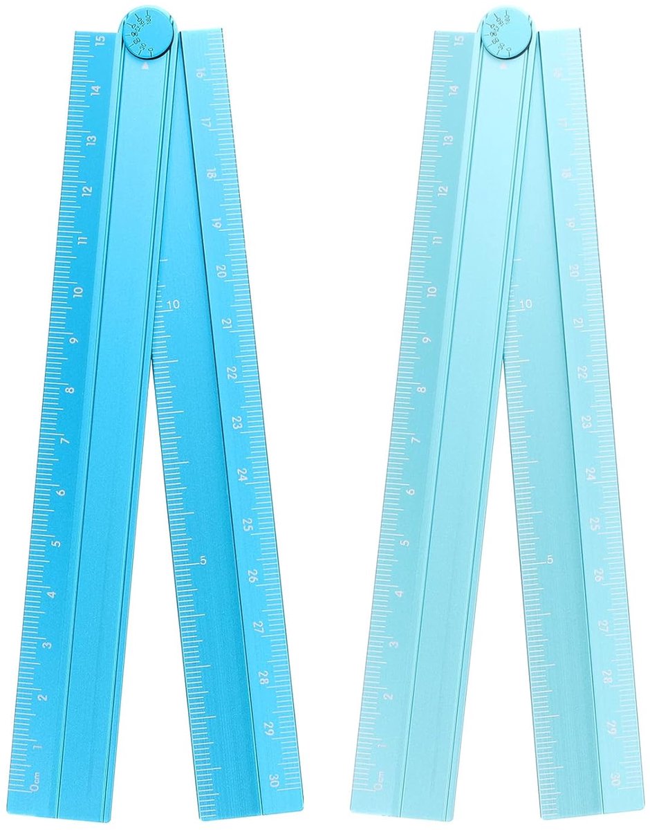 SnelShoppen - Vouwliniaal Set van 2 - 30 cm Aluminium Protractor - Geometrisch Meetinstrument met Hoeklijn - Ideaal voor Architecten, Kunstenaars, Kan