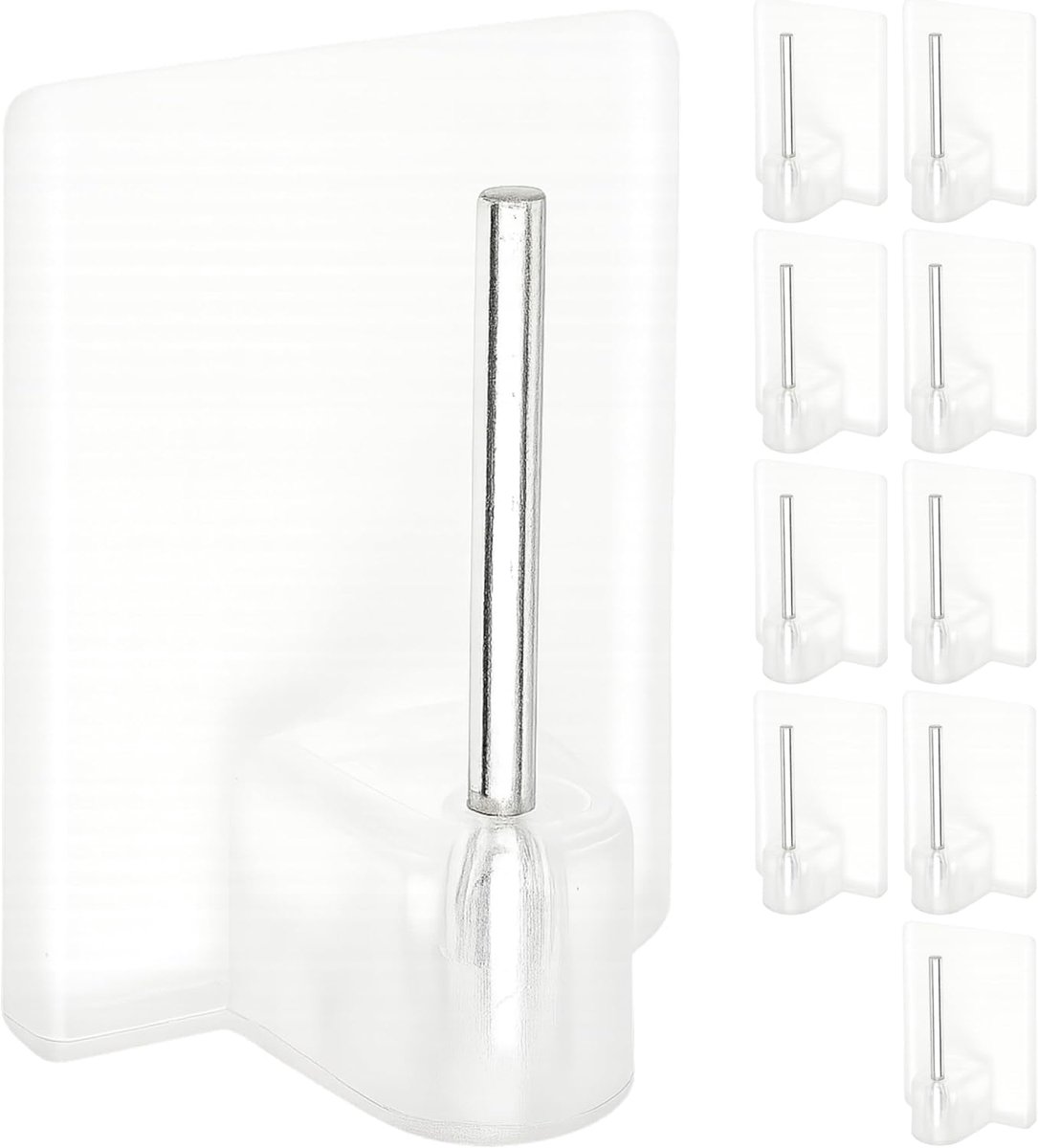 SnelShoppen - Zelfklevende Gordijnhaken 10 Stuks - Transparant - 24x16.5 mm - Voor Gordijnroedes, Raamhaken en Decoraties in Keuken en Badkamer