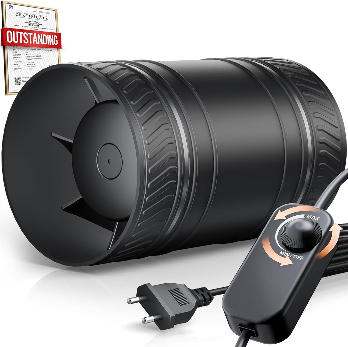 SnelShoppen - P124 Ventilator 100 mm, Verstelbaar, 8 W, 310 m³/h, Stil, Oververhittingsbeveiliging, Afvoerventilator voor Badkamer, Keuken, Garage, Ke