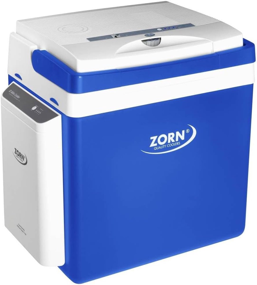 SnelShoppen - Thermoelectric Koelbox 26L EEK: E met Lithium-Ion Accu 7800 mAh - 12V/230V - Perfect voor Camping, Auto, Boot, Feest, Buiten - Blauw/Wit
