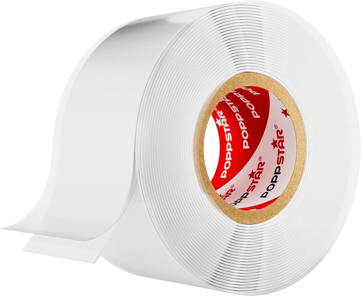 SnelShoppen - Poppstar Zelfklevende Silicoon Tape 3m x 25mm - Waterproof Isolatietape, Sealtape voor Huishouden, Tuin en Garage, Wit, 1 Rol