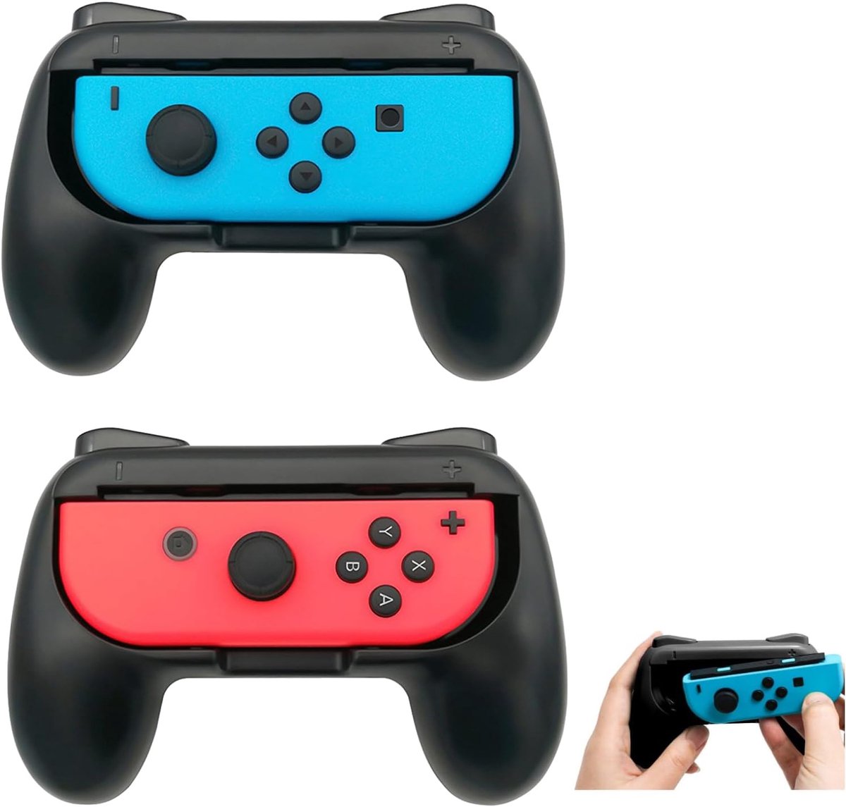 SnelShoppen - 2 Stuks Schakelaar Controller Adapter voor Nintendo Switch/Switch OLED, Gaming Controller Grip Houders, Duurzaam ABS, Zwart, Voor Comfor