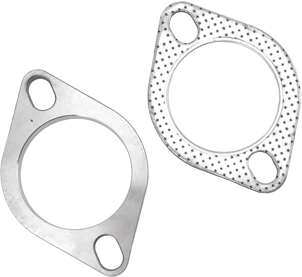 SnelShoppen - Universele Uitlaat Flenspakking Set - 2 Stuks - 2 Bouten - 2.5 Inch RVS Uitlaat Flens Verbinding - Geschikt voor Uitlaatpijp, Catback He