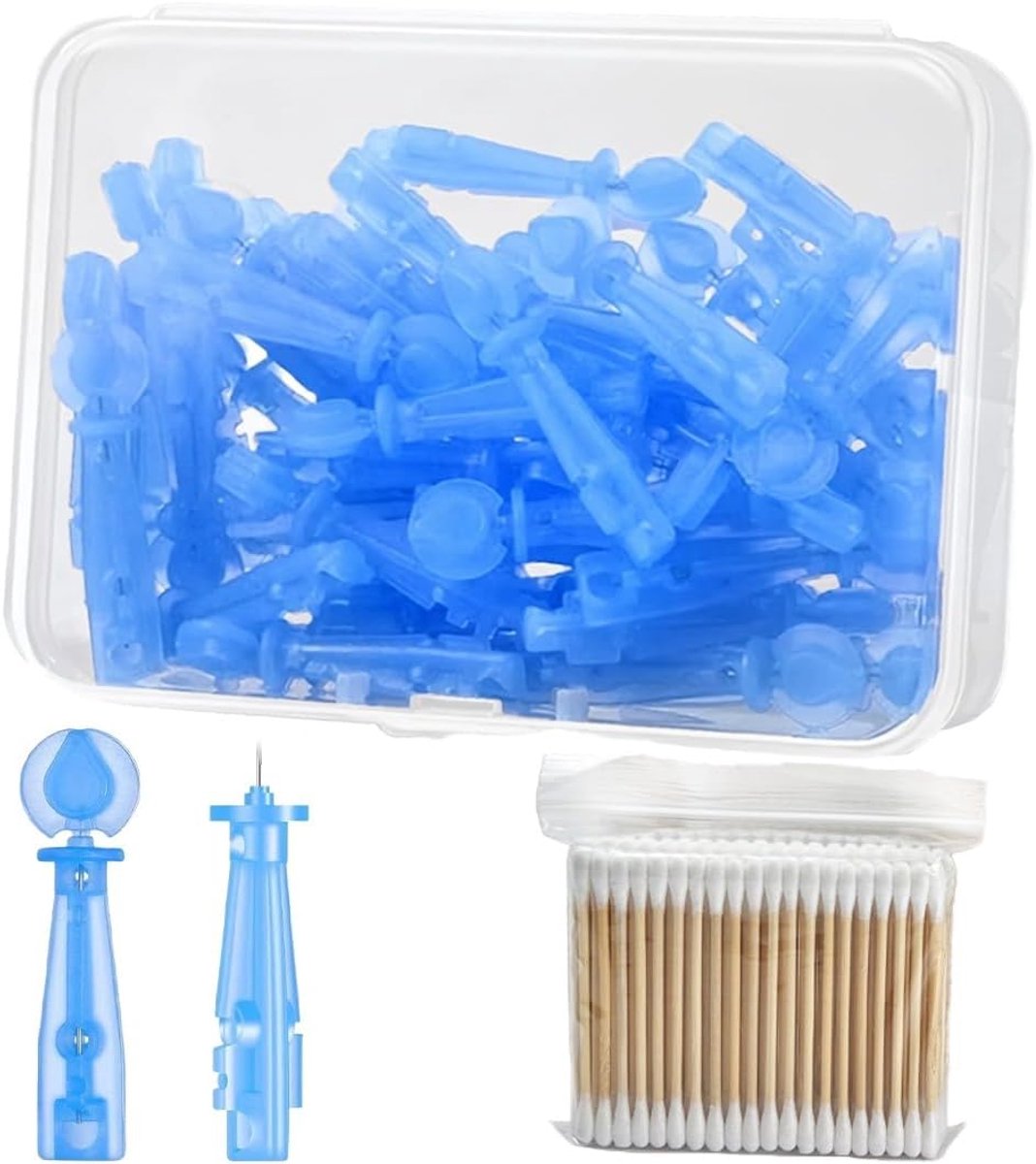 SnelShoppen - Pack van 100 Pimple Expressie Tools, Steriele Blackhead Remover, Pimple Needles, Duurzaam ABS Materiaal, Inclusief 1 Pack Wattenstaafjes
