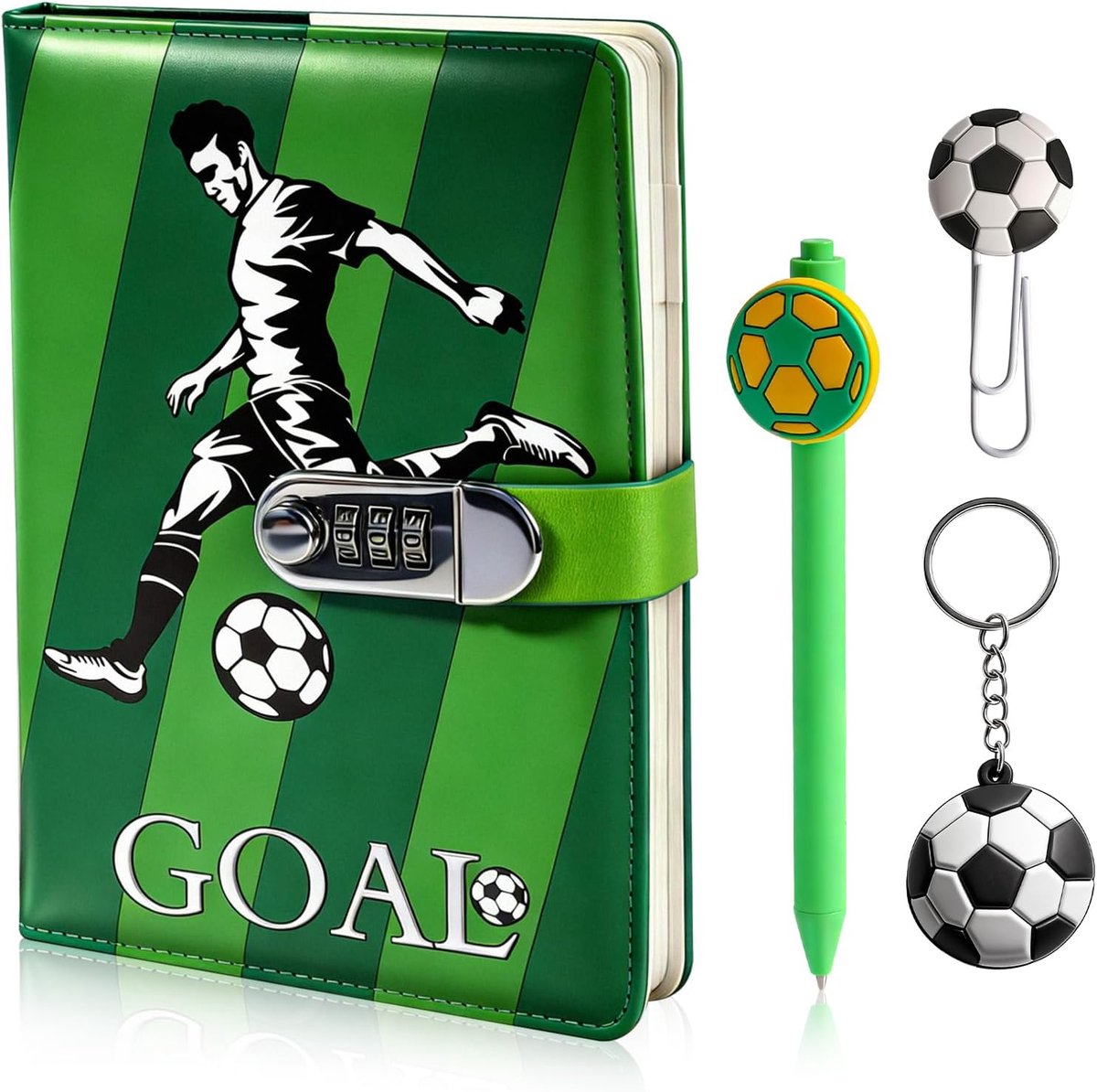 Thijox - Dagboek met Hangslot voor Jongens, Voetbal Notitieboek met Code en Pen, Geheim 8-16 Jaar, Sport Cadeau, Verjaardag, Accessoires voor Fans van
