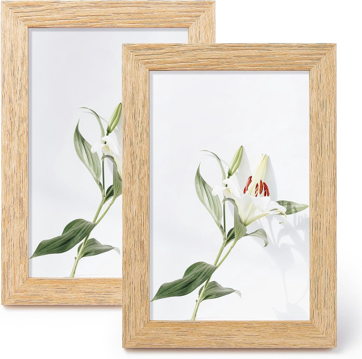 SnelShoppen - 2x Houten Fotolijst 10x15 cm - MDF Fotolijsten met Schokbestendig Acrylglas - Hangend of Staand - Perfect voor Herinneringen en Decorati