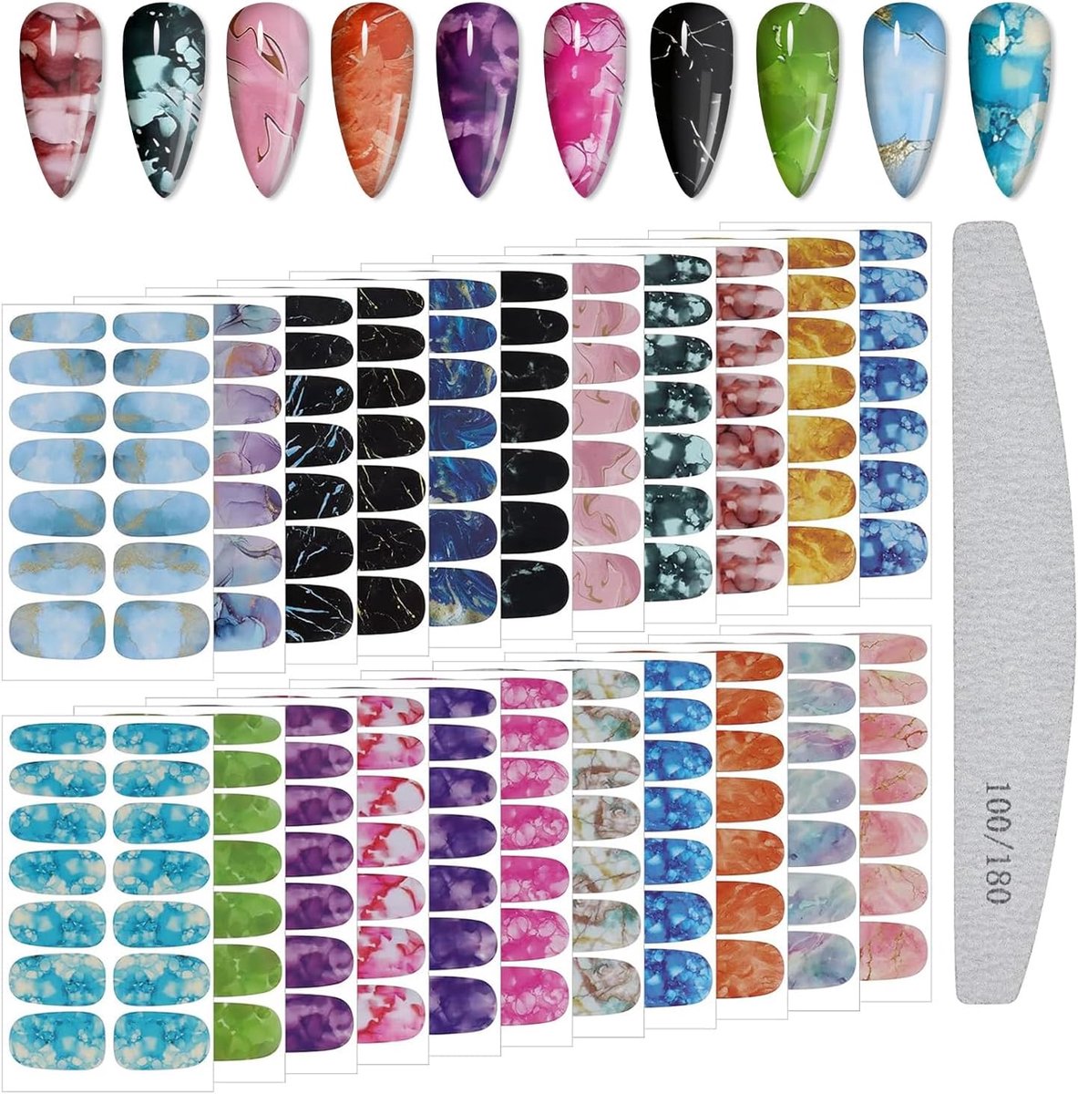 SnelShoppen - Marble Nail Art Strips Wraps - 22 Stuks Zelfklevende Gelnagel Stickers voor Vrouwen en Meisjes - Elegante Marble Design voor DIY Pedicur