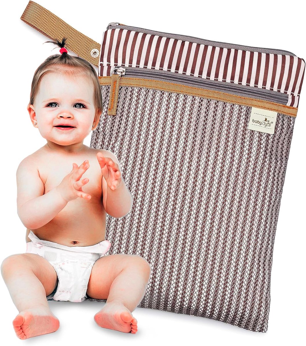 SnelShoppen - Waterproof Reusable Baby Diaper Bag - Multicolor - XL Met Mesh Organizer en Zipper Pocket voor Nat of Vuil Kleding, Luiers, Doekjes & Zw