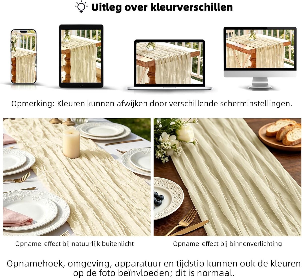 SnelShoppen - Cheesecloth Tafelloper Beige 300x90 CM - Boho Mesh Tafelloper voor Bruiloften, Verjaardagsfeestjes, Babyshowers en Banquetdecoraties