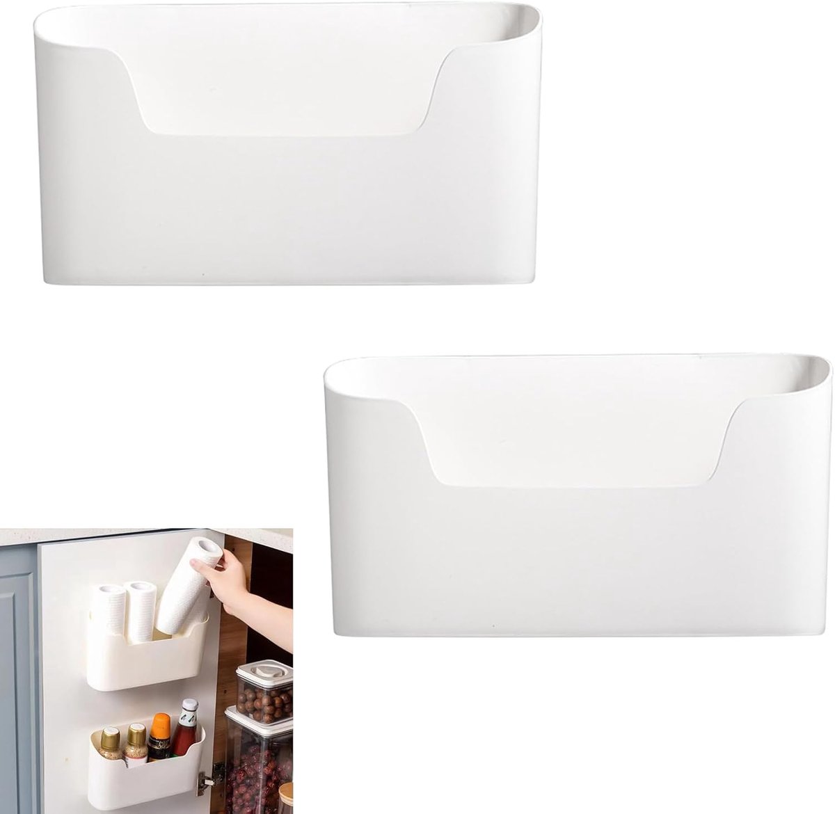 SnelShoppen - 2 Stuks Keuken Organizer - Zelfklevende Wandopbergtas voor Badkamer en Koelkast - Duurzame ABS Plastic Opbergdoos - Ideaal voor Keukenac