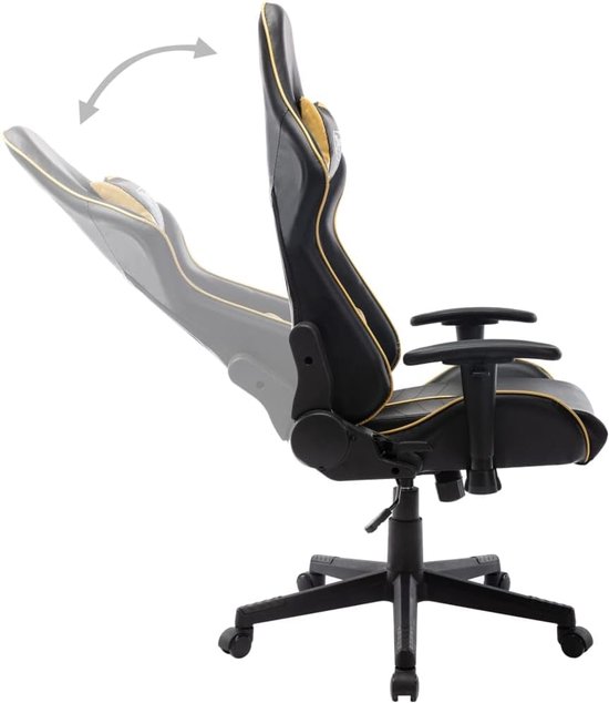 Gaming stoel - Computerstoel bureaustoel - Comfortabel gamen - Inclusief voetensteun - 67 x 61 x 133 cm - Zwart goud — afbeelding 4