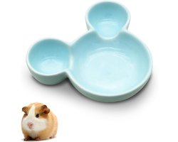 Keramische Voerbak - Knaagdier Bakje - Kleine Dieren Voeren - Zwaar Anti-Omval - 75 cm Breed - Blauw