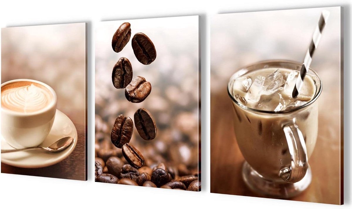 Schilderijen Set - Muurdecoratie - Woonkamer Decoreren - Klaar om op te hangen - 30x40cm 3 Delen - Coffee