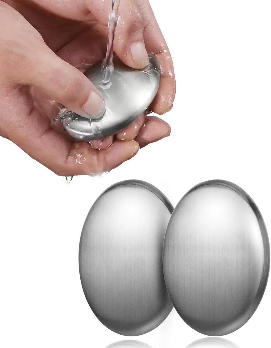Roestvrijstalen Zeep - Geurverwijderaar Handen - Keuken Geuren Verwijderen - Fysieke Deodorant Werking - 2 stuks - Zilver