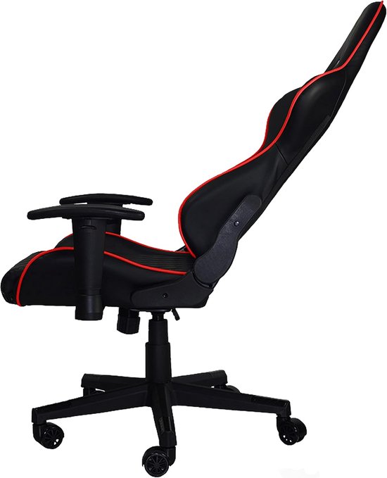 Gamingstoel - Computerstoel Draaistoel - Comfortabel Werken - Verstelbare Rugleuning - 150 kg - Zwart Rood — afbeelding 2
