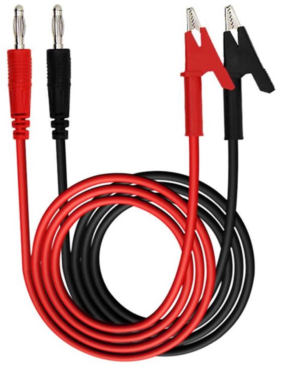 Multimeter Meetkabels Set (Rood/Zwart) met Banaanstekkers en Krokodillenklemmen | 1000V, 15A