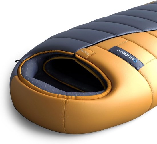 Mummyslaapzak - Expeditieslaapzak Outdoor - Kamperen en Hiken - Hoge Kwaliteit Holle Vezel - 220 cm - Blauw Oranje — afbeelding 2