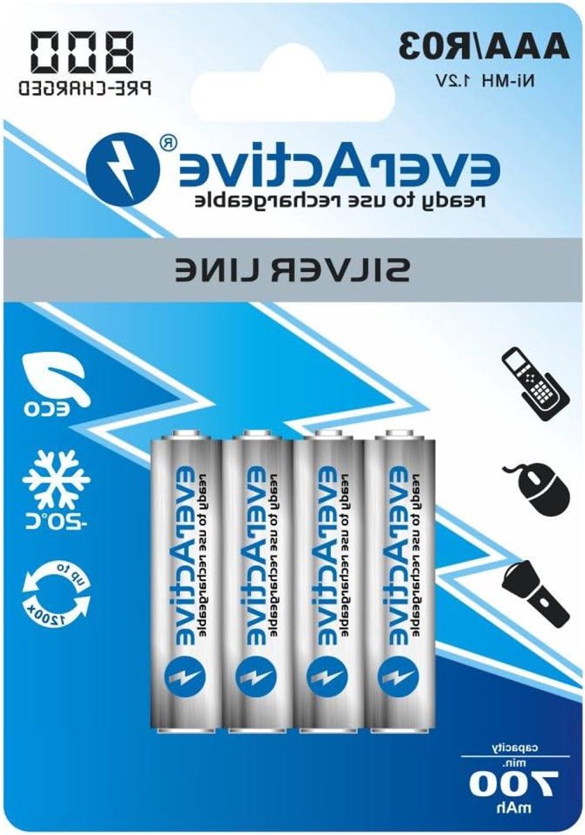 Oplaadbare AAA Batterijen - Micro LR03 - Apparaten Voeden - Lage Zelfontlading - 700 mAh - Zilver
