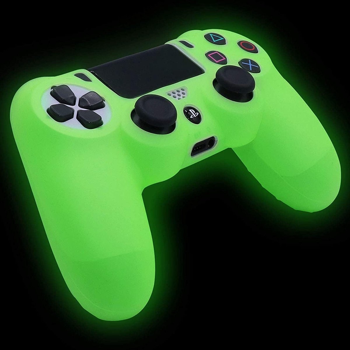 Controller skin - Geschikt voor Play Station 4 - Glow in the dark hoesje - Beschermhoes - Console hoes - Protector - PS4 - Protective case - Siliconen - Jonyx