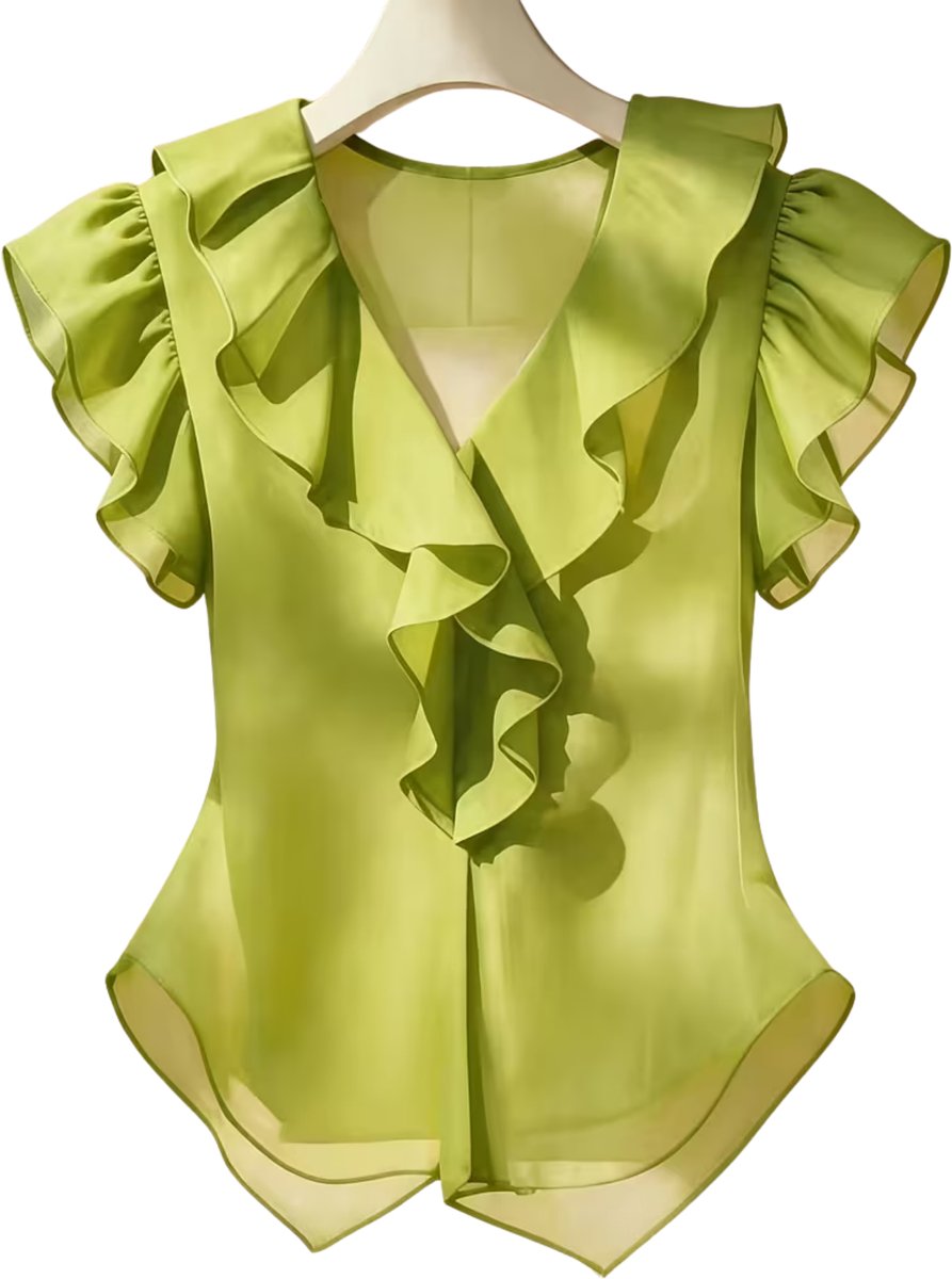 Currero Topje Dames - Top Kleding - Shirt - Blouse - Kort - Volwassen - Matchagroen Matcha-kleur