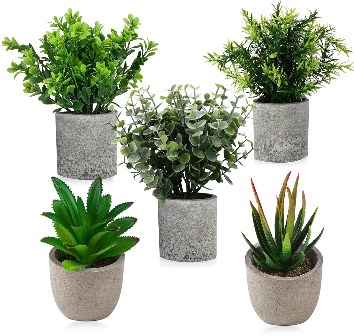 5 Interieur kunstmatige planten, interieur kunstmatige plant voor keuken woonkamer decoratie, valse binnenplant voor balkon badkamer decoratie, mini -kunstmatige plant