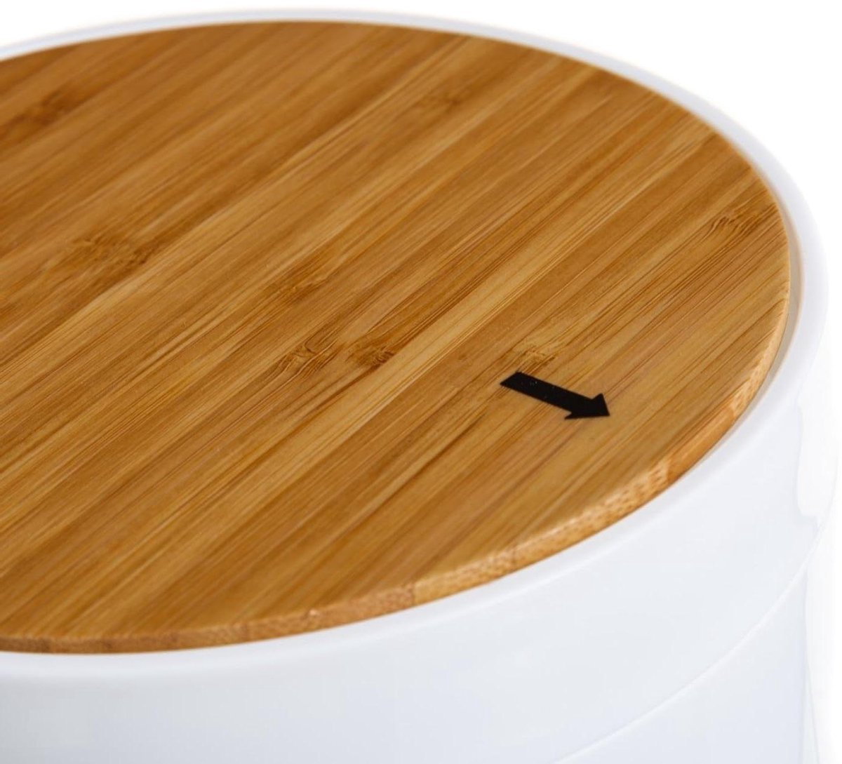 Afvalemmer Badkamer - Prullenbakje Toilet - Afval Scheiden - Natuurlijk Bamboe Deksel - 5 Liter - Wit