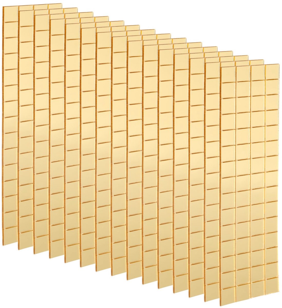 15 vellen 1800 stuks zelfklevende spiegelmozaïektegels, 10 x 10 mm, kleine vierkante spiegeltegels, discobalstickers, mini-glazen tegels voor doe-het-zelf handwerk, goud