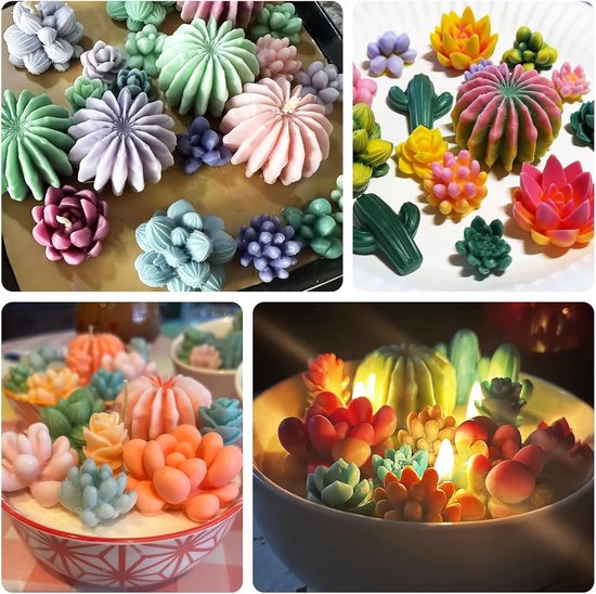 Pakket van 9 siliconen succulent mallen, ideaal voor kaarsen, taartdecoratie, hars, zeep, DIY-ambachten — afbeelding 3