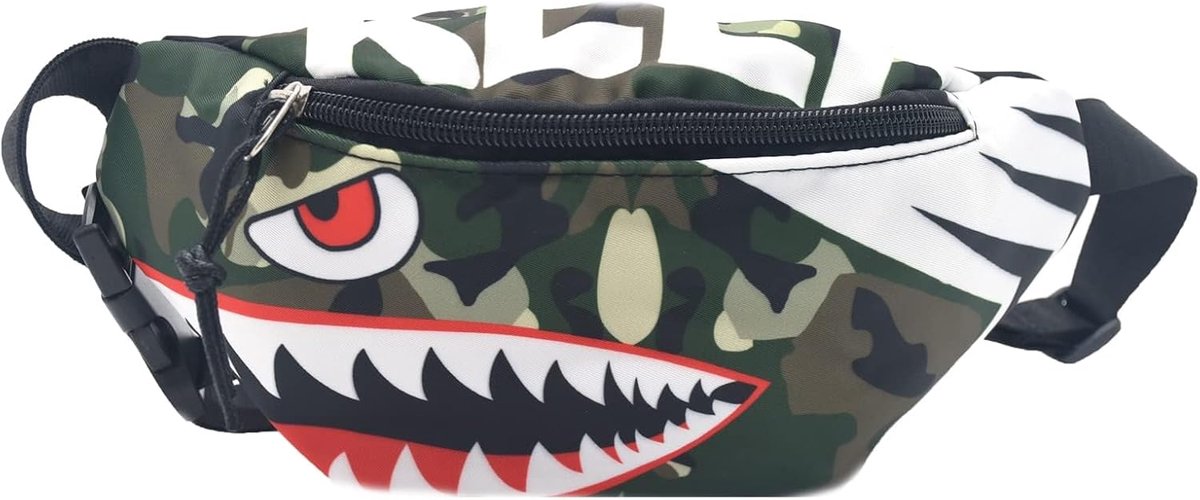 Heuptasje voor Kinderen, HaiTaillentas, Riemtasje Hai, Heuptas voor Kleuters, Meisjes en Jongens, Lopen, Wandelen, Reizen, Sport (Camouflage), Shark Kids Waist Fanny Pack