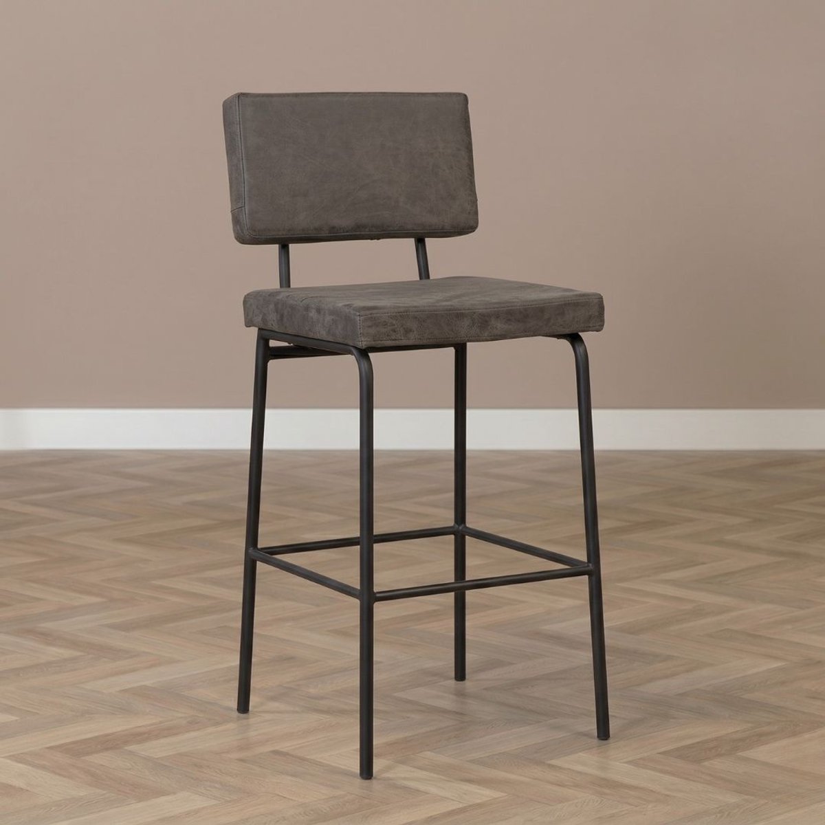 Bronx71 Industriële barkruk Espen antraciet eco-leer 64-77 cm - barstoel