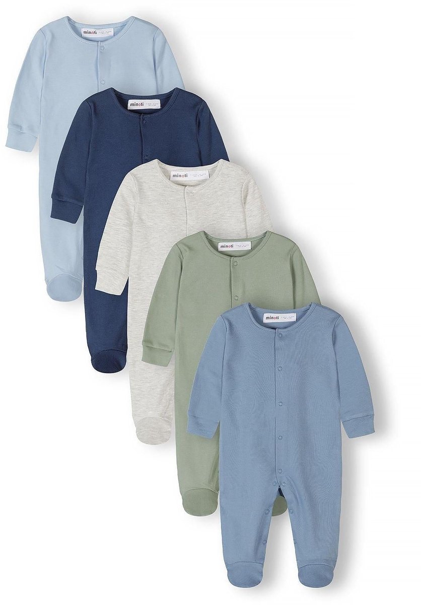 Minoti baby pyjama 5-pack jongens onesie - met voetjes - lange mouw
