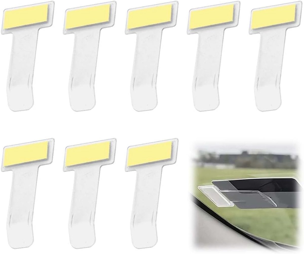 8 stuks voorruitticketclips, autotickethouder voor parkeerplaatsen, universele parkeerkaarthouder, robuust kunststof voor voorruit, voor parkeerkaartjes, rijbewijs