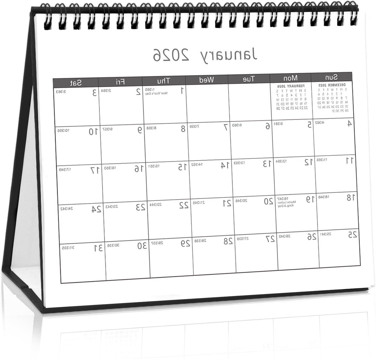 Bureaukalender - Staande Kalender - Dagelijkse planning - Dubbelzijdig ontwerp - 8 x 6 inch - Wit