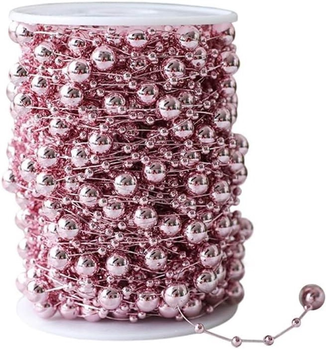 Kerstboom Versiering Ketting - Kerst kralen slinger - Feestelijke Decoratie - Reflecterend Kralenontwerp - 10 meter - Roze