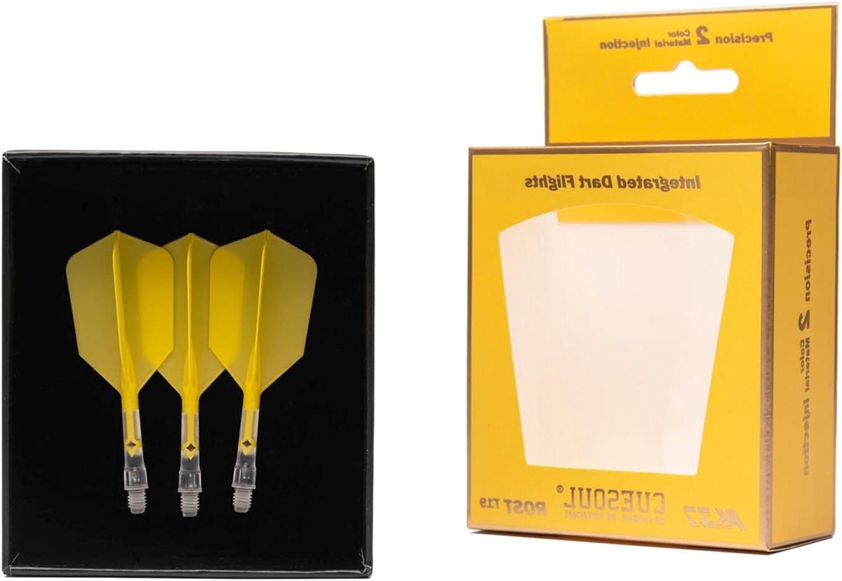Dart Accessoires Set - Dart Flights Schachten - Dartspel Verbeteren - Geïntegreerde Schacht Flight - Maat S 64mm - Geel IJskleur