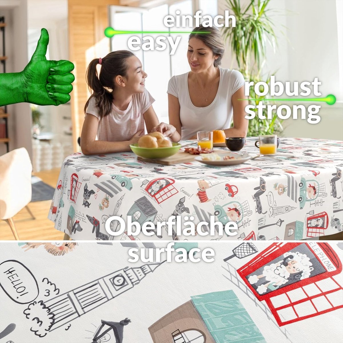 Afwasbaar Tafelkleed - Tafelzeil Kunststof - Tafel Beschermen - Waterafstotend Onderhoudsarm - 260 x 140 cm - Grijs