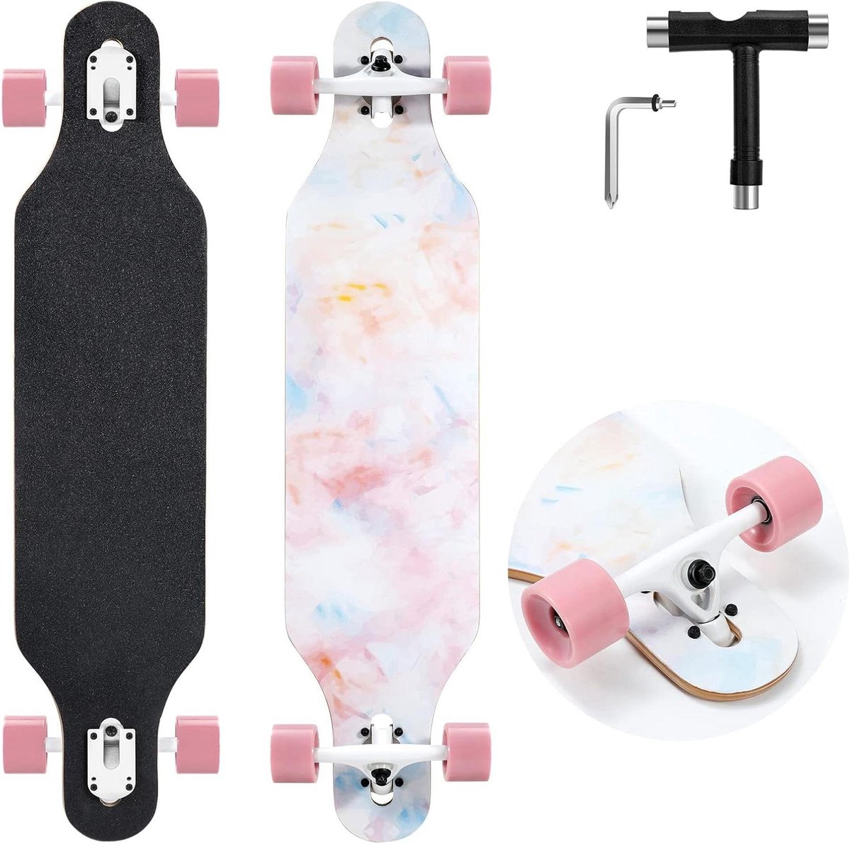 Longboard Skateboard Cruiser Board Snelheid en Freestyle 9-laags Esdoorn Dek 41 inch