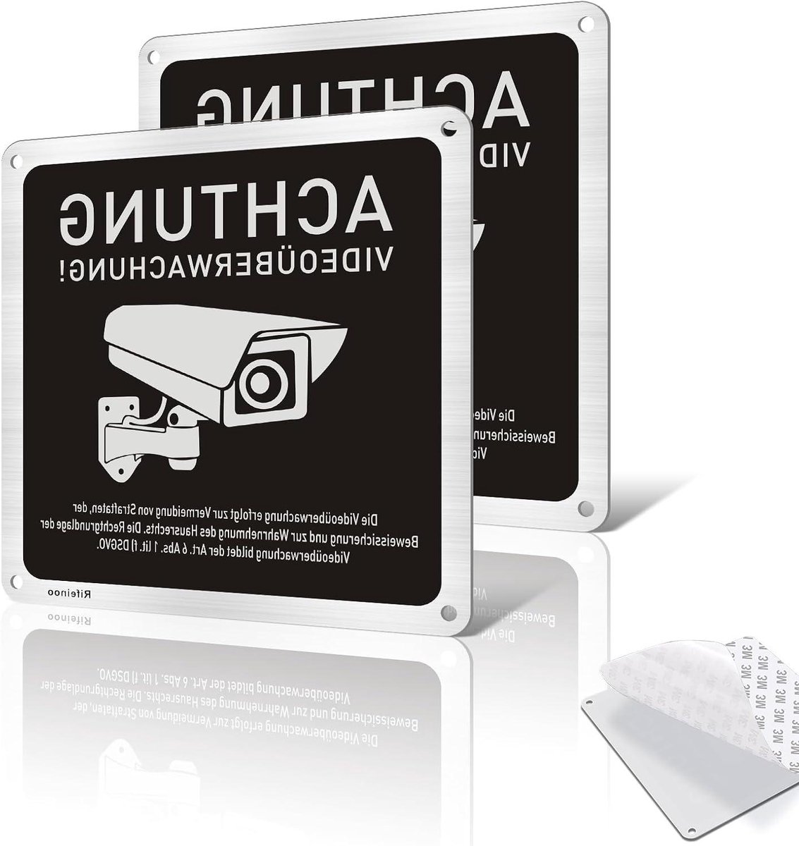 Waarschuwingsborden - Camerabewaking bord Toezicht bord - Beveiliging Eigendom - Dubbele Bevestiging - 15 x 15 cm - Zwart