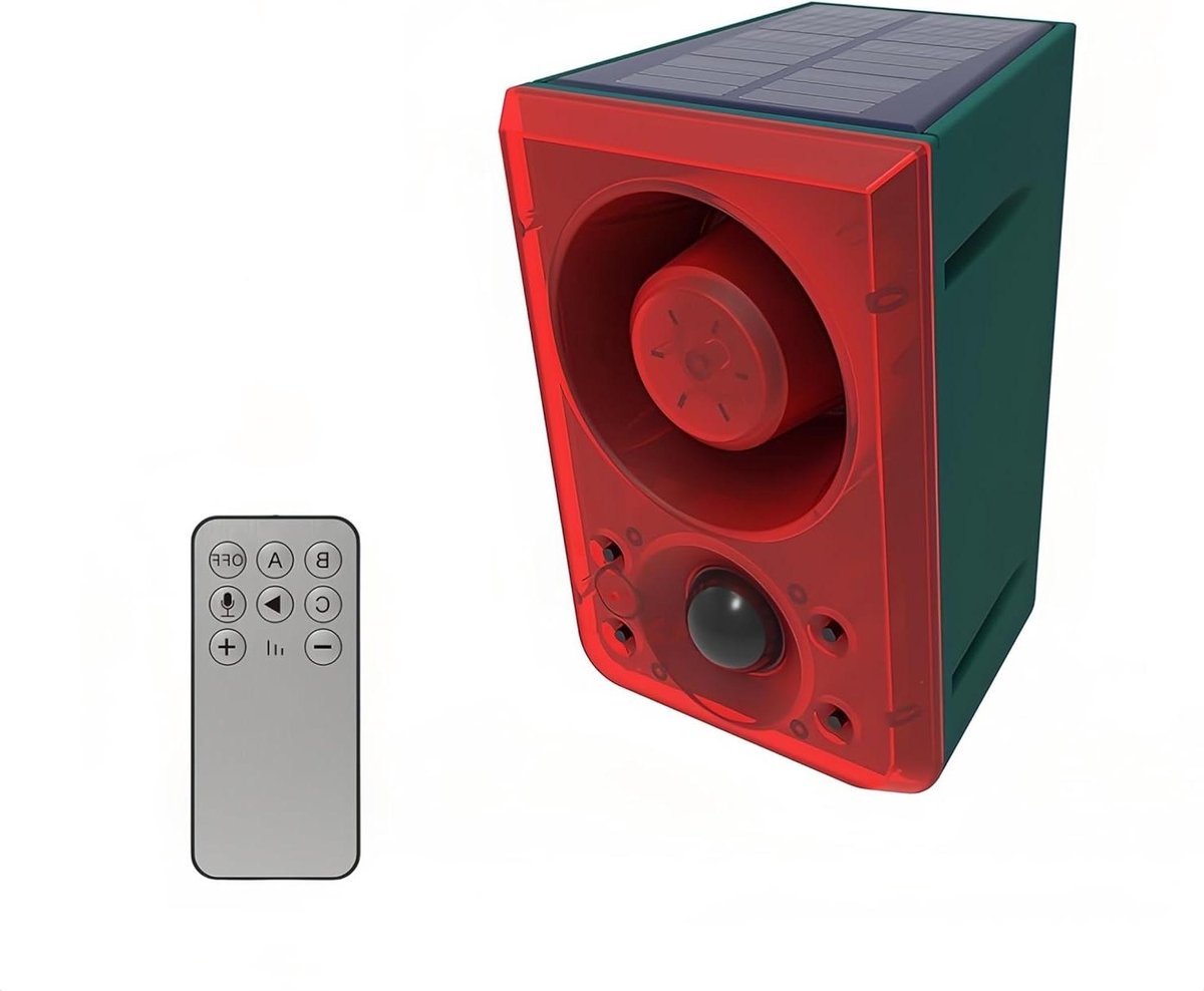 Solar Bewegingsmelder Alarm - Buitenalarm Sirene - Beveiliging Huis - Opneembare Geluiden - 8 Meter Bereik - Wit
