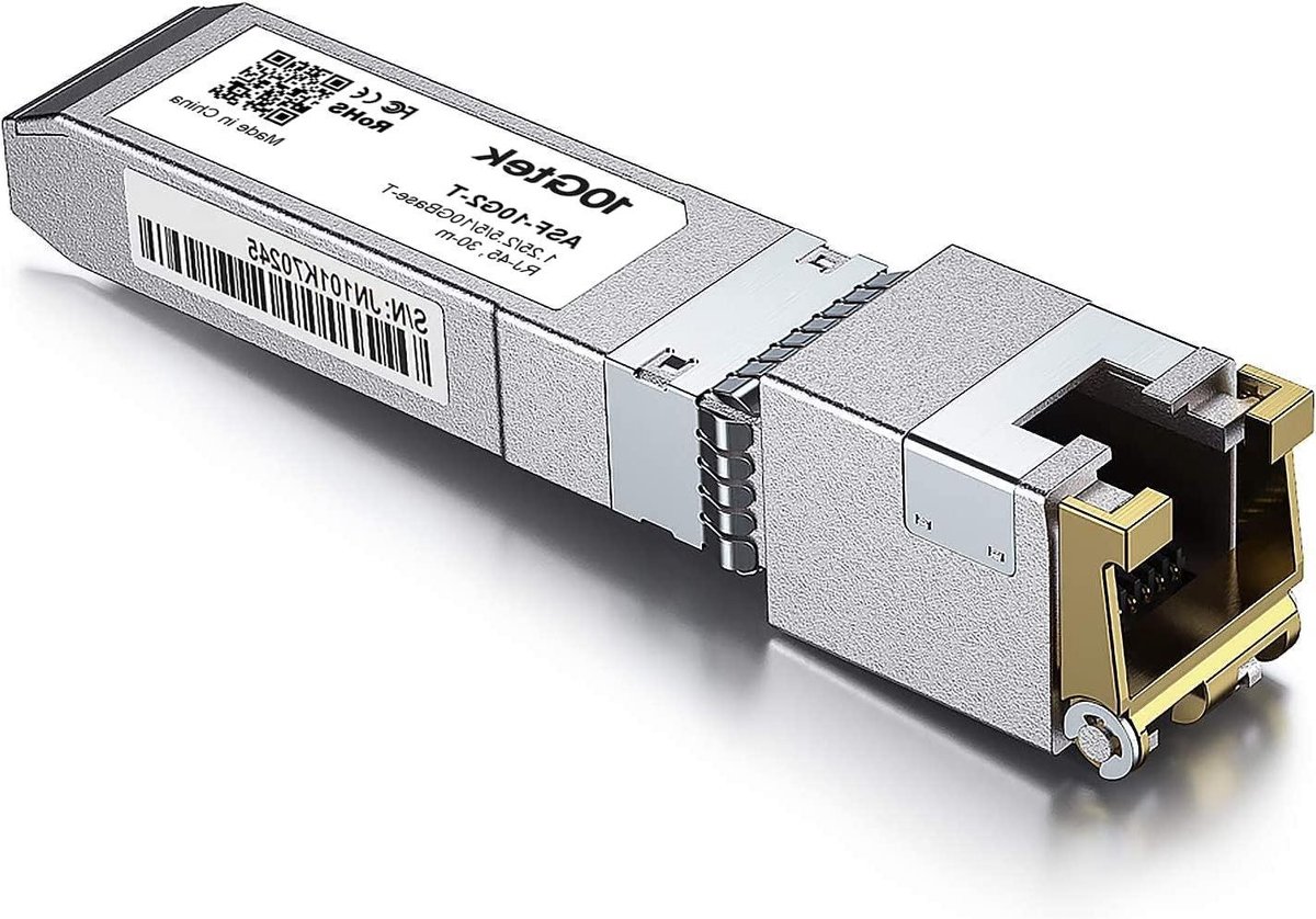SFP+ Transceiver - RJ45 Module - Netwerk Uitbreiding - Zelfonderhandeling - 30 Meter - Grijs