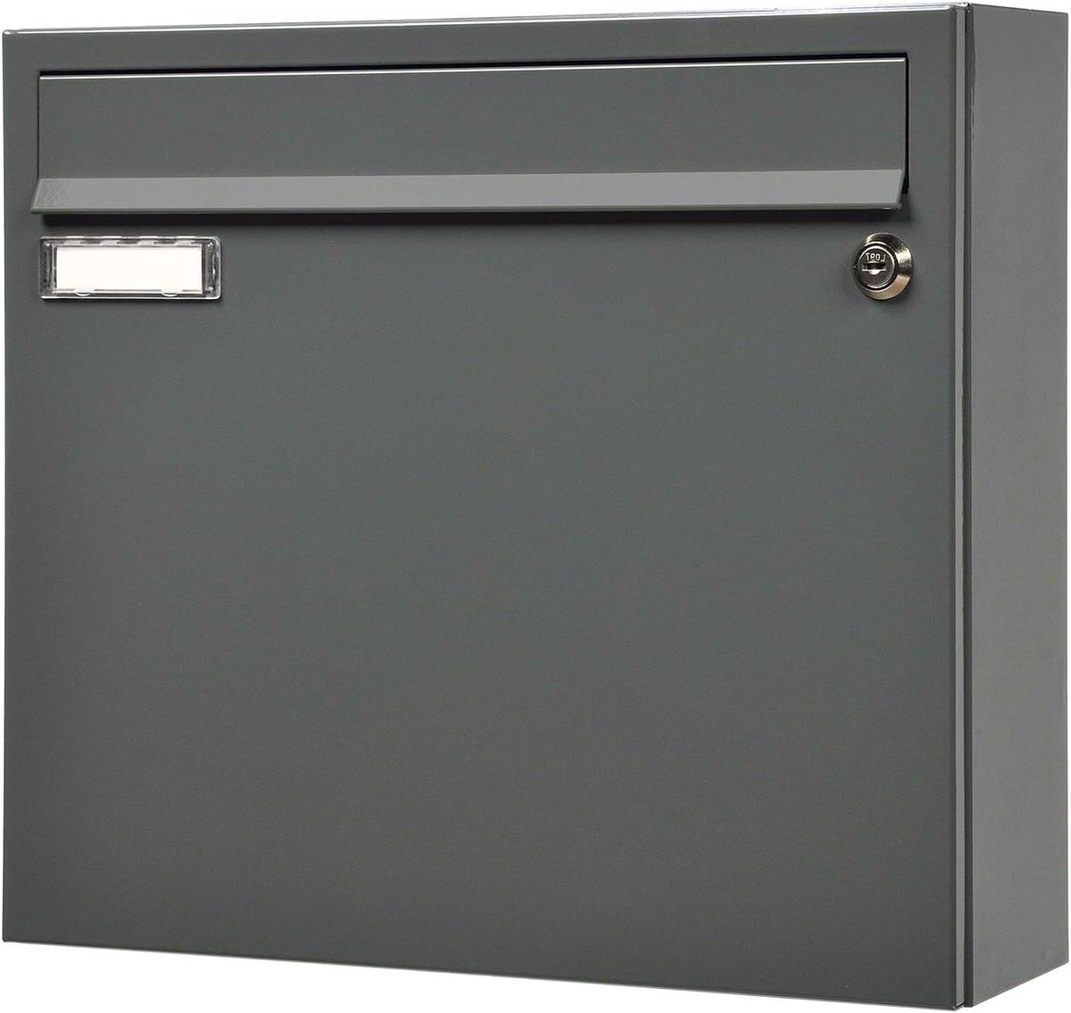 Brievenbus met naamplaatje - Postbus Muurmodel - Post Ontvangen - Gepoedercoat staal - 330x370x101 mm - Basaltgrijs