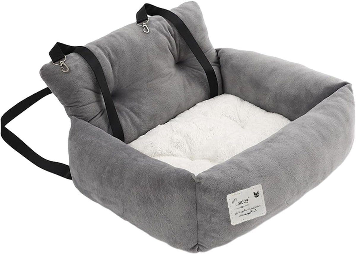 Hondenautostoel - Zitverhoger huisdier - Veilig reizen - Antislip onderkant - 53 x 42 x 29 cm - Grijs