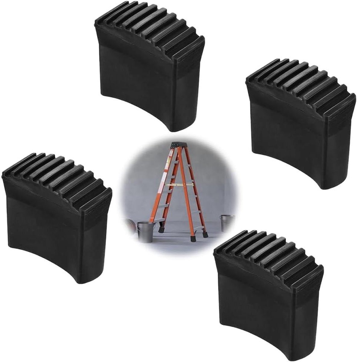 Ladderpoten - Rubberen voetjes - Ladder Stabiliseren - Antislip Diepe Groeven - 23 x 66 mm - Zwart