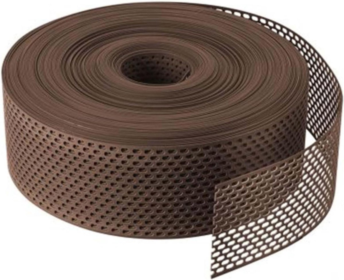 Dakrandrooster PVC - Ventilatierooster Gevel - Dak Ventilatie - Ovale Perforatie - 60m x 100mm - Bruin